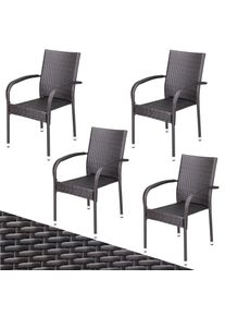 Casaria Polyrotan Tuinstoel Comfort 4 stuks Bruin