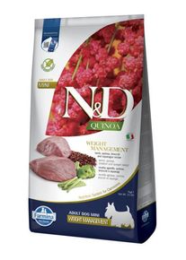 Farmina N&D dog QUINOA (GF) adult mini, weight managment, lamb granule pre psy 7kg