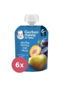 6x Gerber Natural kapsička hruška a slivka 90 g