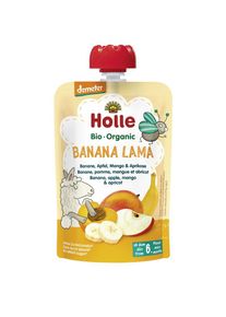 Holle Banana Lama Bio ovocné pyré banán, jablko, mango, marhuľa, 100 g (6 m+)