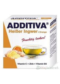 Additiva Horúci dúšok Zázvor s pomarančom Vitamín C + D3 + Zinok 10 vrecúšok