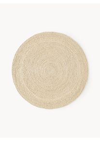 Okrągły ręcznie tkany dywan z juty Sharmila Biały Juta, Włókna naturalne Ø 120 cm (Rozmiar S) | Westwing Collection