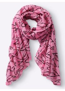 Heine Dames Sjaal in pink ,maat 0, Witt, 70% Katoen, 30% Zijde
