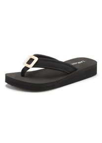 Lascana Dames Badslippers in zwart ,maat 37, Witt, 100% Textiel