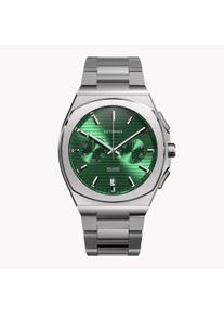 deTomaso Men's Watch - Silver Green - Chronograph, case made of surgical steel, sapphire-hardened mineral glass, metal Strap, 42mm diameter, Japanese Meca-