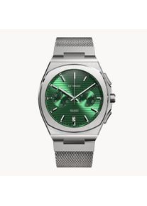 deTomaso Men's Watch - Silver Green - Chronograph, case made of surgical steel, sapphire-hardened mineral glass, mesh Strap, 42mm diameter, Japanese Meca-