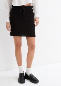 bonprix Mujer, Minifalda de encaje calado, forrada, negro, 36/38