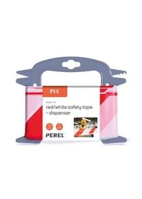 Perel Cinta de barrera en un carrete de 100 m, ideal para cercas y eventos temporales, rojo/blanco