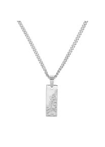 IDENTIM Collana da uomo Ciondolo a piastrina rettangolare in argento 925 placcato in rodio