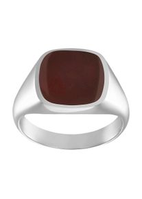 IDENTIM Anello da uomo Signet Ring Agata Solido Quadrato Argento 925 Placcato in rodio