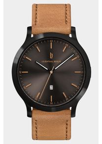 Men's Watch - Black Bronze - Surgical steel case, Sapphire-hardened mineral glass, Leather Strap - 40mm , Quartz Movement - Lilienthal Berlin