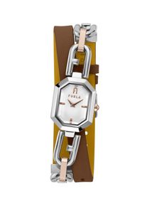Furla Dames Analoog horloge 'Octagonal' bruin / rose-goud / zilver / wit One Size
