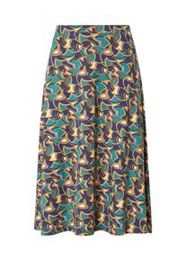King Louie Dames Rok 'Juno' beige / indigo / cyaan blauw / goud 34