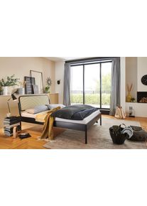 ATLANTIC HOME COLLECTION Metallbett »Nelly« mit Rattan im Kopfteil in schwarz, Größe Liegefläche B/L: 140 cm x 200 cm