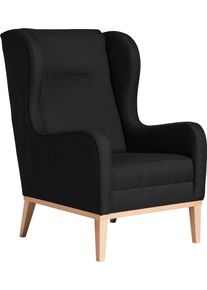 Max Winzer Ohrensessel »Anthony eleganter Hochlehner in schwarz, Größe B/H/T: 66 cm x 104 cm x 78 cm