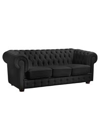 Max Winzer Chesterfield-Sofa »Windsor klassisch in schwarz, Größe B/H/T: 205 cm x 75 cm x 96 cm