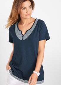 2-in-1 shirt van biologisch katoen korte mouw - blauw - maat 44/46 (L) - 100% katoen - bonprix