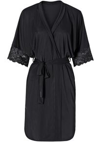 Satijnen kimono - zwart - maat 32/34 (XS) - satijn - bonprix