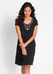 Jersey jurk van slub garen - zwart - maat 56/58 (3XL) - 100% katoen - bonprix