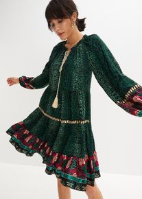 Gedessineerde tuniekjurk van soepele viscose - groen - maat 36 - viscose - bonprix
