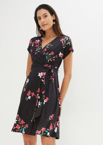 Jersey jurk in wikkellook - zwart - maat 40/42 (M) - bonprix