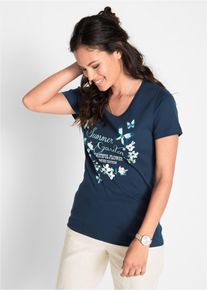 Katoenen shirt korte mouw - blauw - maat 36/38 (S) - 100% katoen - bonprix