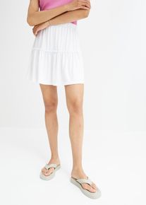 Jersey rok in een viscosemix met volant - wit - maat 44/46 (L) - viscose - bonprix