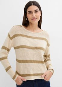 Oversized trui - beige - maat 32/34 (XS) - met katoen - bonprix