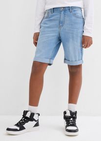 Stretch jeans bermuda met verstelbare band slim fit - blauw - maat 176 - met katoen - bonprix