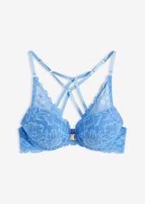 Voorgevoormde bh met voorsluiting en kant - blauw - maat 75E - bonprix
