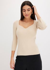 Fijn gebreide trui - beige - maat 48/50 (XL) - met katoen - bonprix