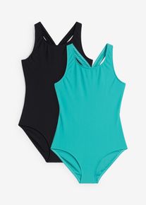 Badpak (set van 2) - zwart - maat 152/158 - bonprix