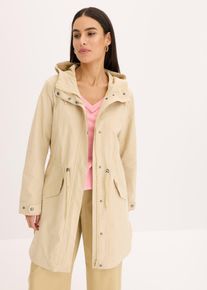 Lange parka met capuchon - beige - maat 42 - met katoen - bonprix