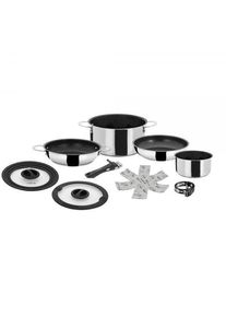 Brunner Academy Vacum Kochtopfset Camping-Topfset Pfanne Ø22cm 9tlg. Outdoor Wohnwagen silber schwarz