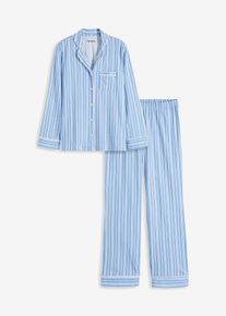 Pyjama mit Knopfleiste - blau - Größe 56/58 (3XL) - 100% Baumwolle- bonprix