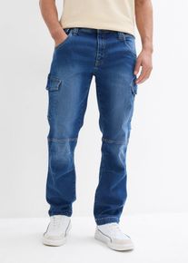 Relaxed Fit Cargo-Stretch-Jeans Straight, blau, Größe 32, mit Baumwolle, bonprix