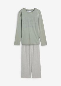 Pyjama mit Bio-Baumwolle (2-tlg. Set) - grau - Größe 140/146- bonprix