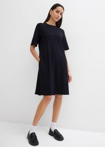 Shirtkleid in A-Linie aus Viskose-Mix, schwarz, Größe 36/38 (S), Viskose, bonprix
