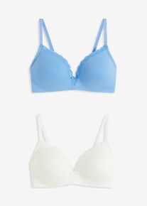 Schalen-BH ohne Bügel mit Bio-Baumwolle (2er Pack), blau, Größe 95A, mit Baumwolle, bonprix