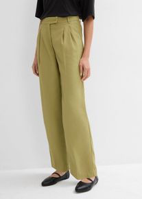 Weite Bundfaltenhose, grün, Größe 36, bonprix