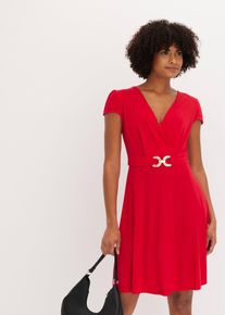 Jerseykleid mit dekorativer Schließe, rot, Größe 48/50 (XL), bonprix