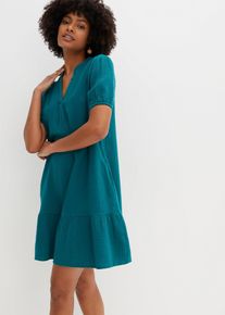 Minikleid aus Musselin, petrol, Größe 48, Musselin, bonprix