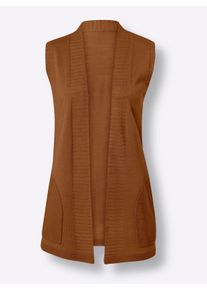 Dames Mouwloos vest in open model in cognac ,maat 38, WITT, 100% Polyacryl