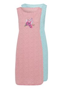 Dames Nachthemden met boothals in roze + bleu ,maat 36/38, WITT, 100% Katoen