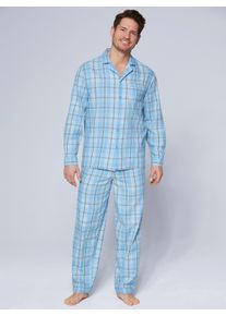 Heren Pyjama in blauw/groen geruit ,maat 44/46, Witt, 100% Katoen