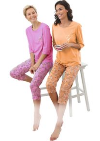wäschepur Damen Schlafanzüge mit Dehnbund-Hose orchidee + apricot Größe 36/38