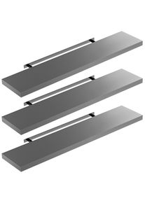 Casaria Wandplank Zwevend 3 Stuks Grijs MDF 110x23x3,8cm
