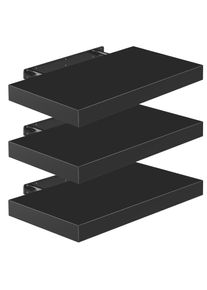 Casaria Wandplank Zwevend 3 Stuks Zwart MDF 50x23x3,8cm