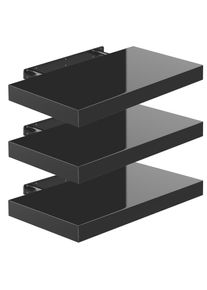 Casaria Estante de pared Estante flotante 50cm juego de 3 negro alto brillo + soporte