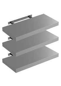 Casaria Wandplank Zwevend 3 Stuks Grijs MDF 50x23x3,8cm